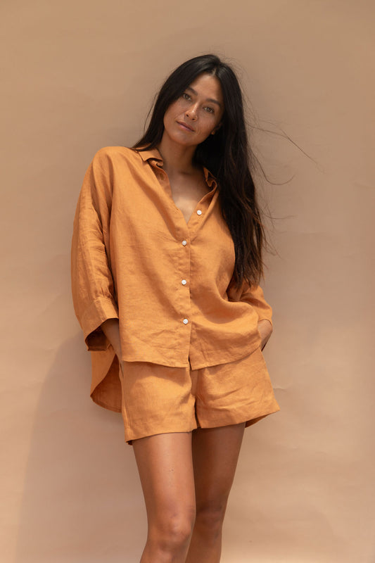 Hana Linen Set | Tangerine